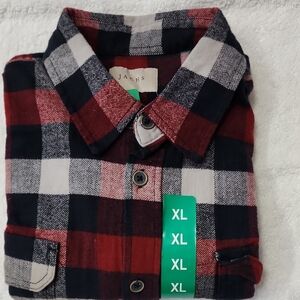 Jachs Men's Red and Black Plaid Flannel Shirt Size XL New